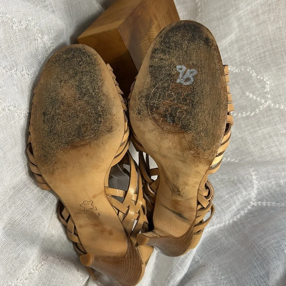 Tory Burch woven leather heels with leather sole